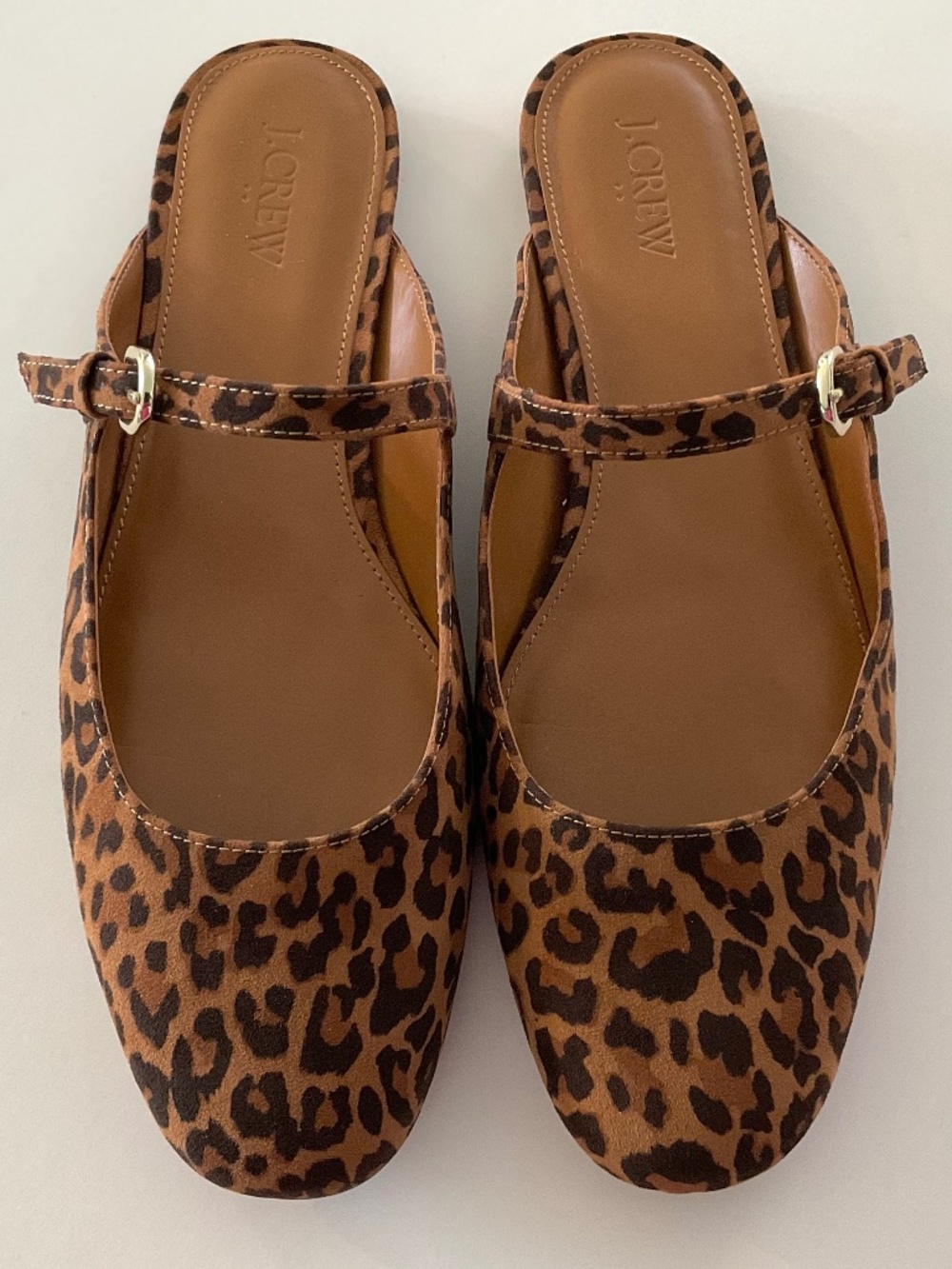 J.Crew Leopard Mary Jane Flat Mules Brown Black Size 10 - Picture 9 of 9